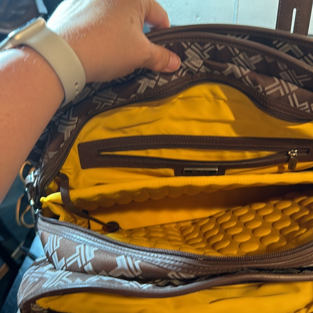 TUMI Maroon Patterned Canvas Laptop Bag - Picture 7 of 14